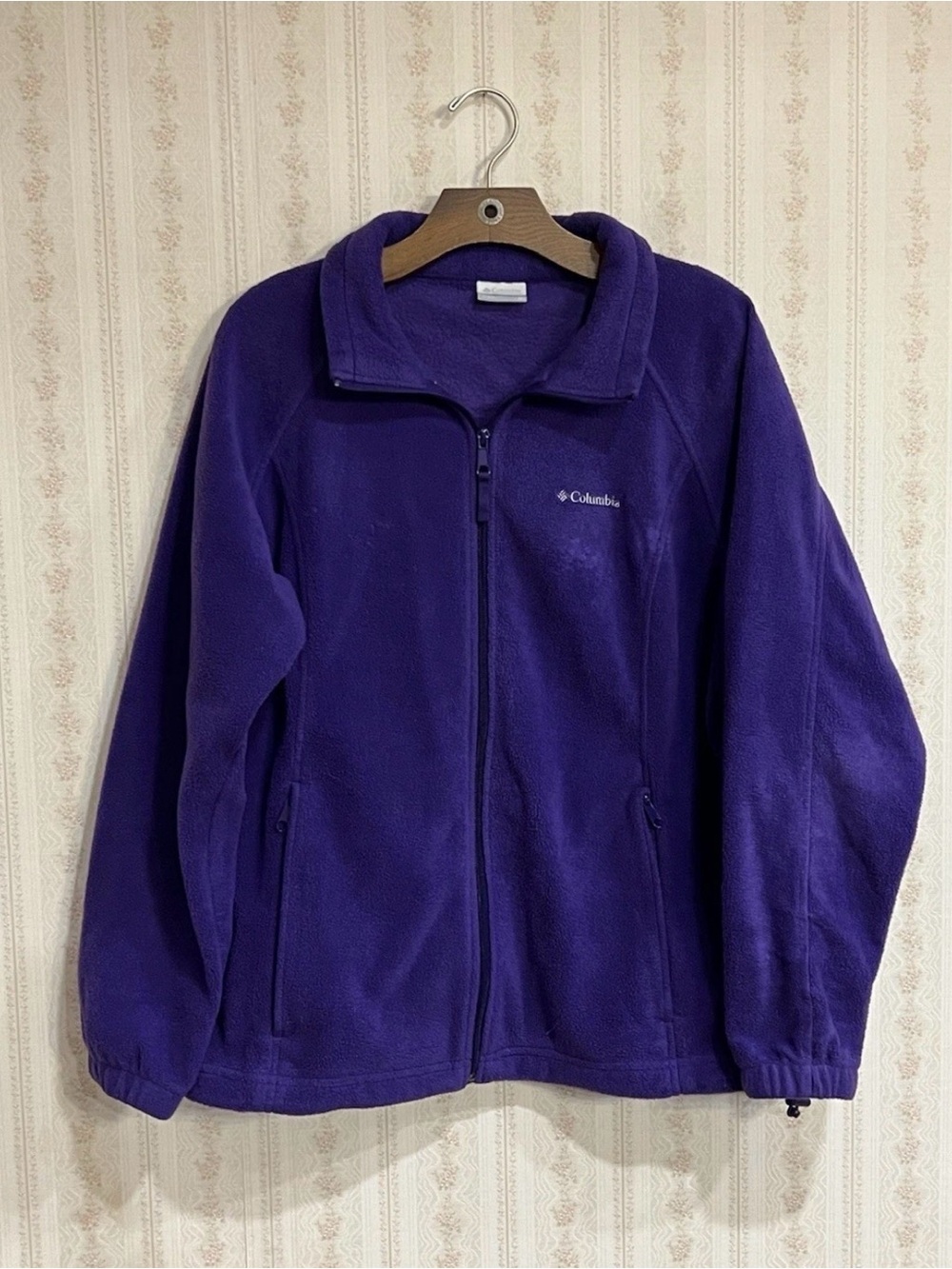 Columbia Full Zip Fleece Jacket Women’s 1X Purple Zipper Pockets